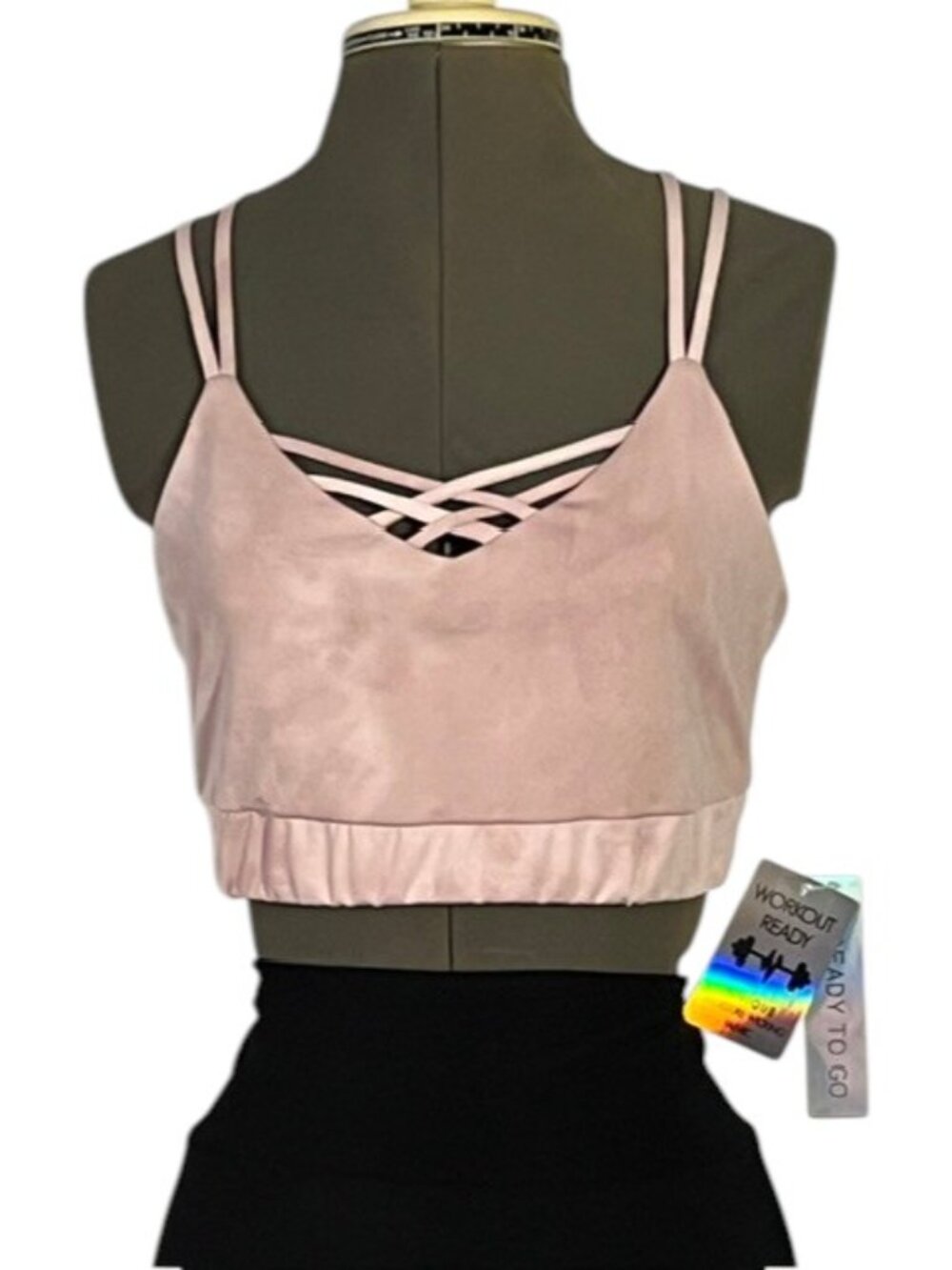 READY TO GO Pale Pink Tie-Dye Sports Bra  Size L NWT